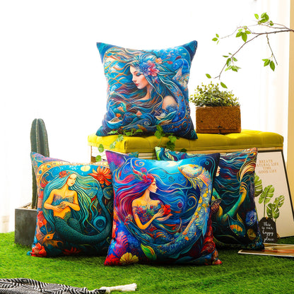 Waterproof Garden Cushion Covers - Marine-Themed Design 1 (Set of 4 - 45x45cm)-1