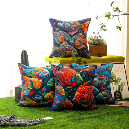 Waterproof Garden Cushion Covers - Marine-Themed Design 3 (Set of 4 - 45x45cm)-1
