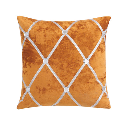 Diamante Sparkle/Bling Orange Colour Crushed Ice Velvet Square Cushion Cover 45x45cm (18 x 18 Inches)-0