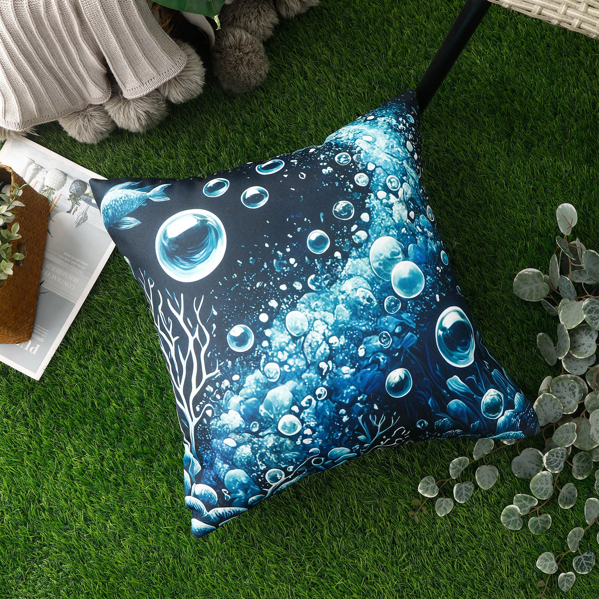 Waterproof Garden Cushion Covers - Marine-Themed Design 8 (Set of 4 - 45x45cm)-3