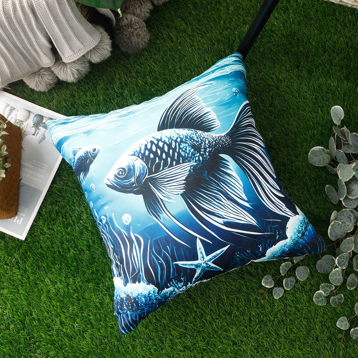 Waterproof Garden Cushion Covers - Marine-Themed Design 8 (Set of 4 - 45x45cm)-4