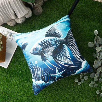 Waterproof Garden Cushion Covers - Marine-Themed Design 8 (Set of 4 - 45x45cm)-4