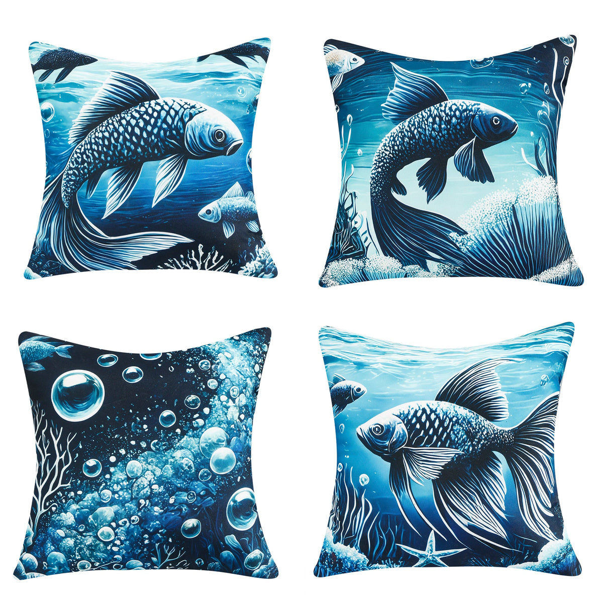 Waterproof Garden Cushion Covers - Marine-Themed Design 8 (Set of 4 - 45x45cm)-0