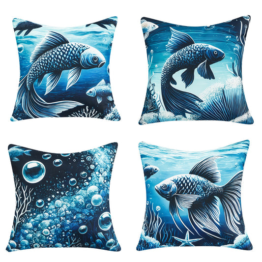 Waterproof Garden Cushion Covers - Marine-Themed Design 8 (Set of 4 - 45x45cm)-0