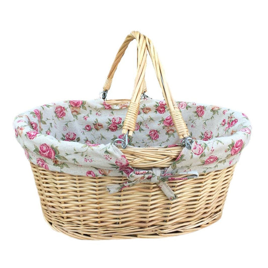 Buff Willow Medium Swing Handle Wicker Shopping Basket-0
