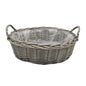 Lined Large Round Antique Wash Display Wicker Tray-0