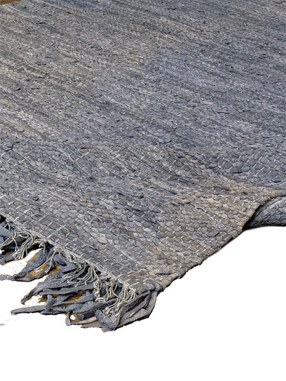 Flatweave Overdyed Jute & Leather Rug - 216 × 125 cm
