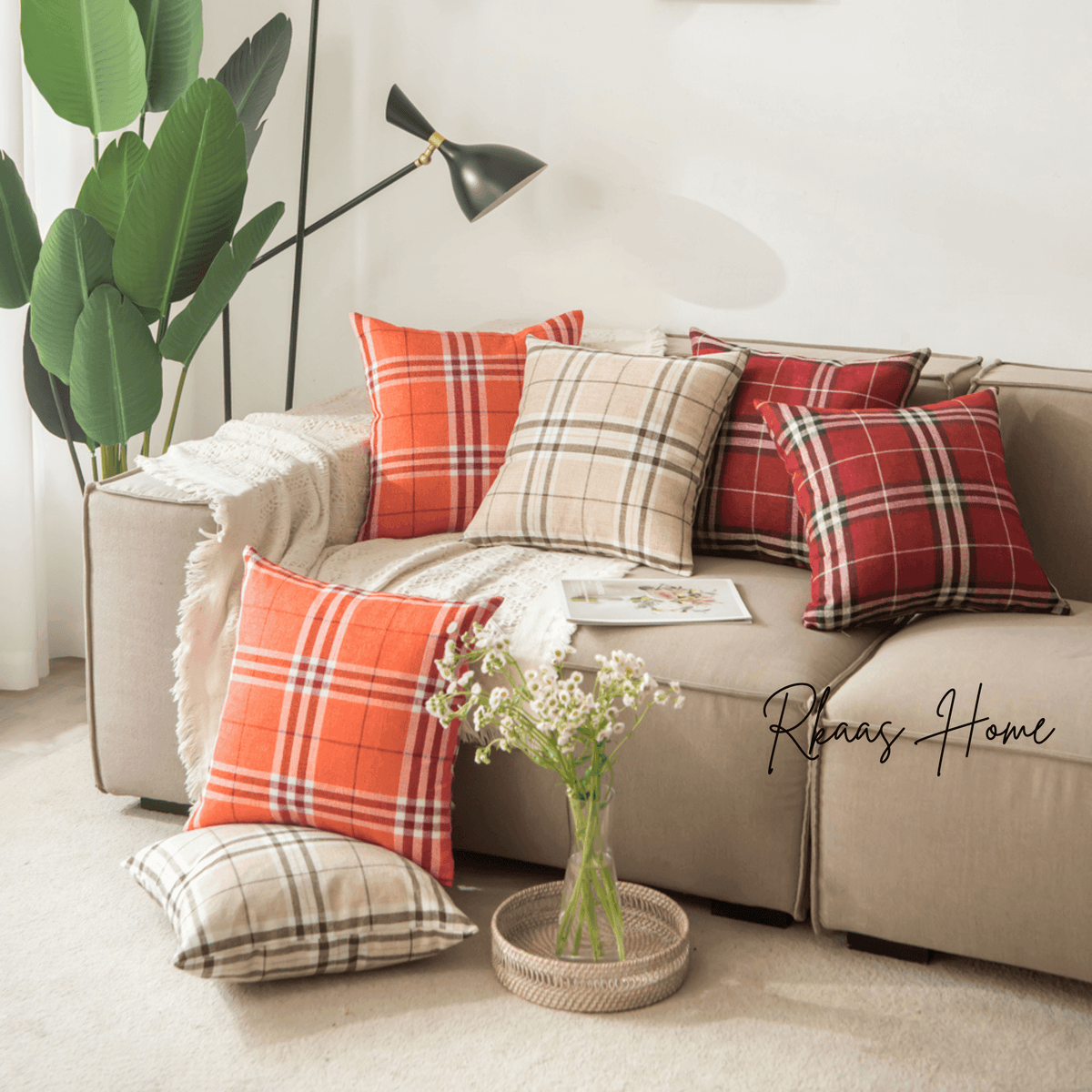 Tartan Check Cushion Cover Home Sofa 45x45 CM (18"x18")