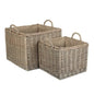 Antique Wash Square Hessian Lined Wicker Log Basket-0