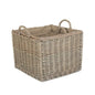 Antique Wash Square Hessian Lined Wicker Log Basket-1