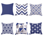 Water Resistant Outdoor Cushion Cover | 45x45cm Blue Garden Décor - Set of 6 & 4-0