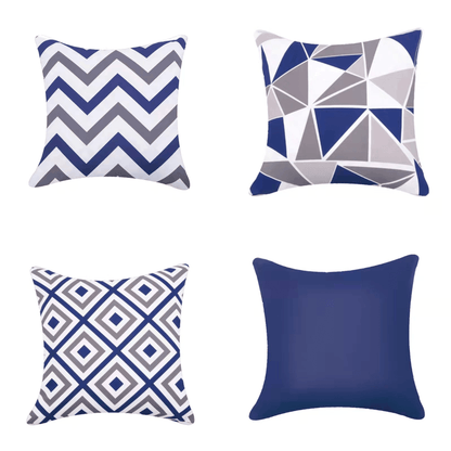 Water Resistant Outdoor Cushion Cover | 45x45cm Blue Garden Décor - Set of 6 & 4-3
