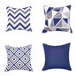 Water Resistant Outdoor Cushion Cover | 45x45cm Blue Garden Décor - Set of 6 & 4-3