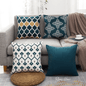 Designer Dutch Velvet Geometric Cushion Cover 45x45 cm - Blue-0