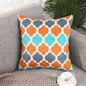 Designer Dutch Velvet Geometric Cushion Cover 45x45 cm - Orange-2