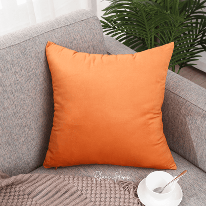 Designer Dutch Velvet Geometric Cushion Cover 45x45 cm - Orange-5