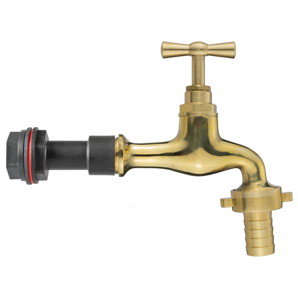 Water Butt Extension Kit 1/2in with 15mm Barbed Polished Brass Tap and Drill Bit-1
