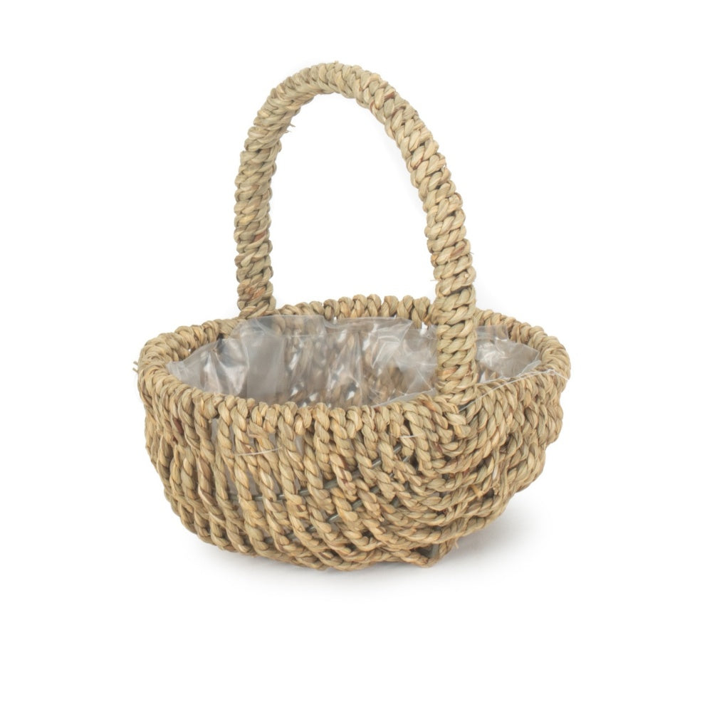 Small Seagrass Plastic Lined Shopping Basket-2