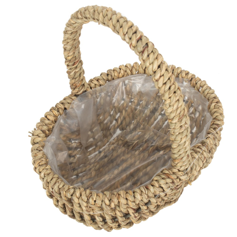 Small Seagrass Plastic Lined Shopping Basket-1