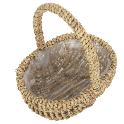 Small Seagrass Plastic Lined Shopping Basket-1
