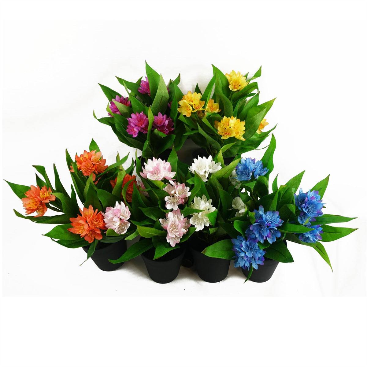 Leaf Design 18cm Artificial Freesia Plant White Flowering-4