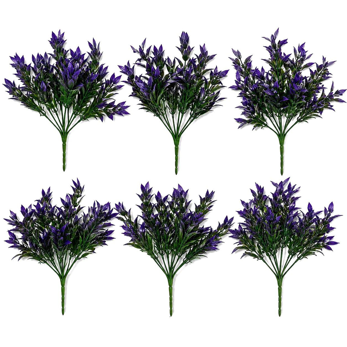 Pack of 6 x 34cm Artificial Lavender Stem Plant – Faux Floral Filler-0