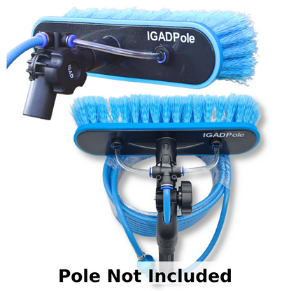 IGADPole 10"(25cm) Soft Bristle Water-Fed Brush Only, 30ft(10m) Long Light Hose, ACME and IGAD new Connector compatible (no pole included)-0