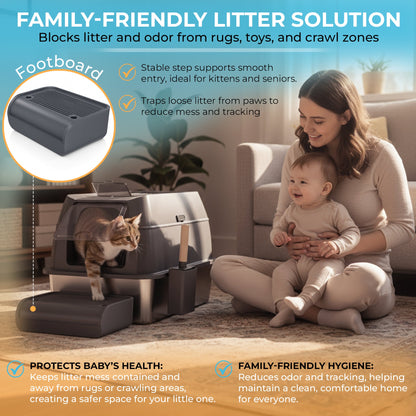 IGAD XXL Stainless Steel Cat Litter Box – High Sides, Non-Stick, Easy Clean, Odour Control, Removable Lid & Scoop (Grey)-3