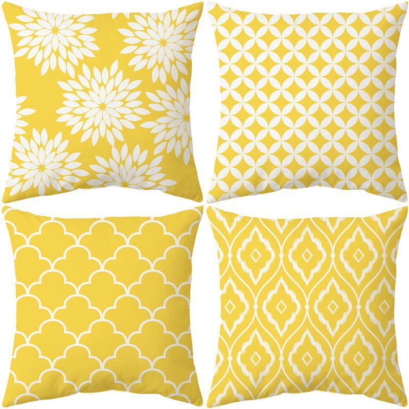 Water & Stain Resistant Yellow Outdoor Cushion Cover | 45x45cm Garden Décor - Set of 4-0